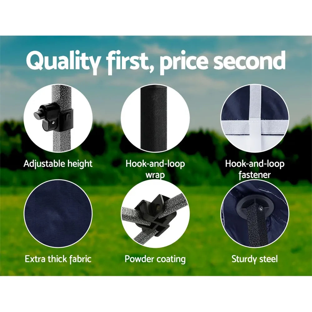 Instahut Gazebo Pop Up Marquee 3x6 Folding Tent Wedding 500D Oxford Camping Navy - Image 6