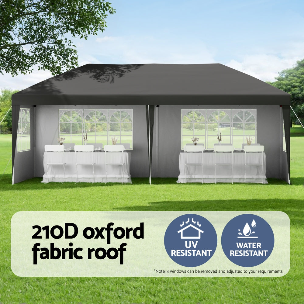 Instahut Gazebo 3x6m Pop Up Marquee Wedding Party Outdoor Camping Canopy Grey - Image 4