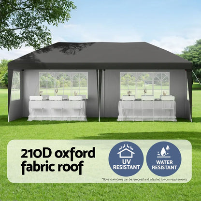Instahut Gazebo 3x6m Pop Up Marquee Wedding Party Outdoor Camping Canopy Grey - Image 4