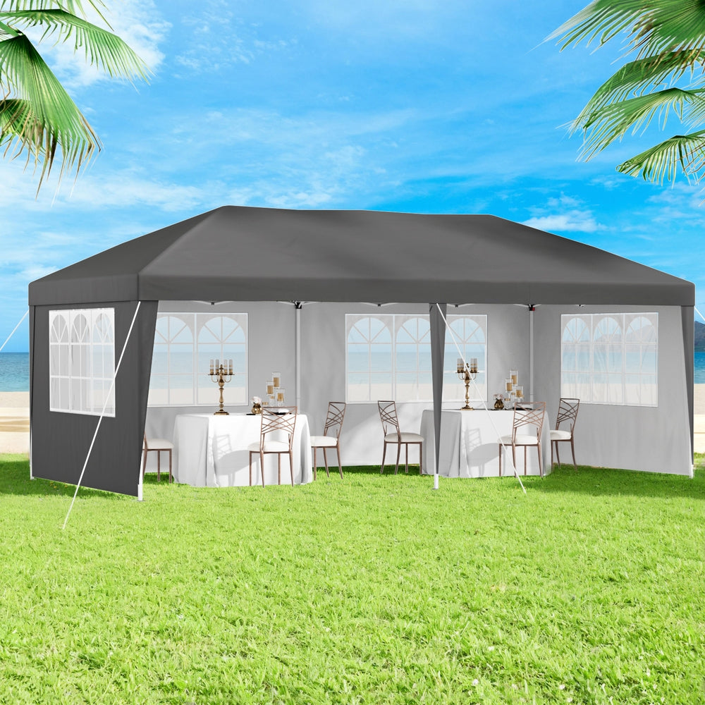 Instahut Gazebo 3x6m Pop Up Marquee Wedding Party Outdoor Camping Canopy Grey - Image 7