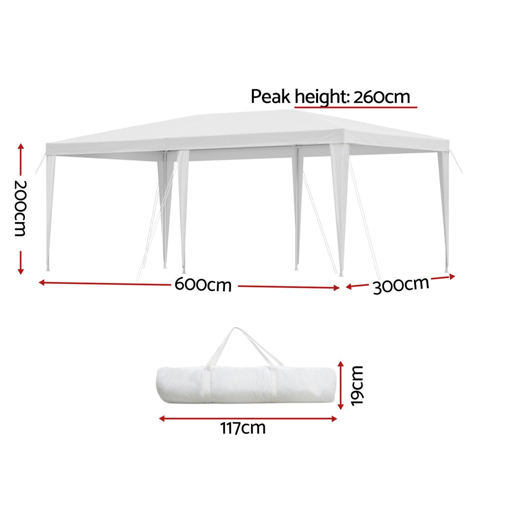 Instahut Gazebo 3x6m Wedding Party Marquee Tent Outdoor Event Camping Canopy Shade White - Image 2
