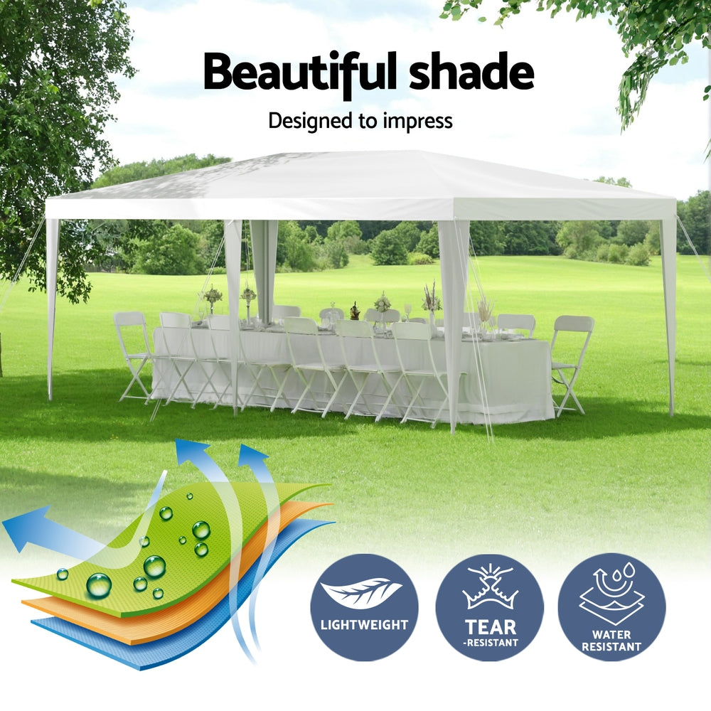 Instahut Gazebo 3x6m Wedding Party Marquee Tent Outdoor Event Camping Canopy Shade White - Image 4