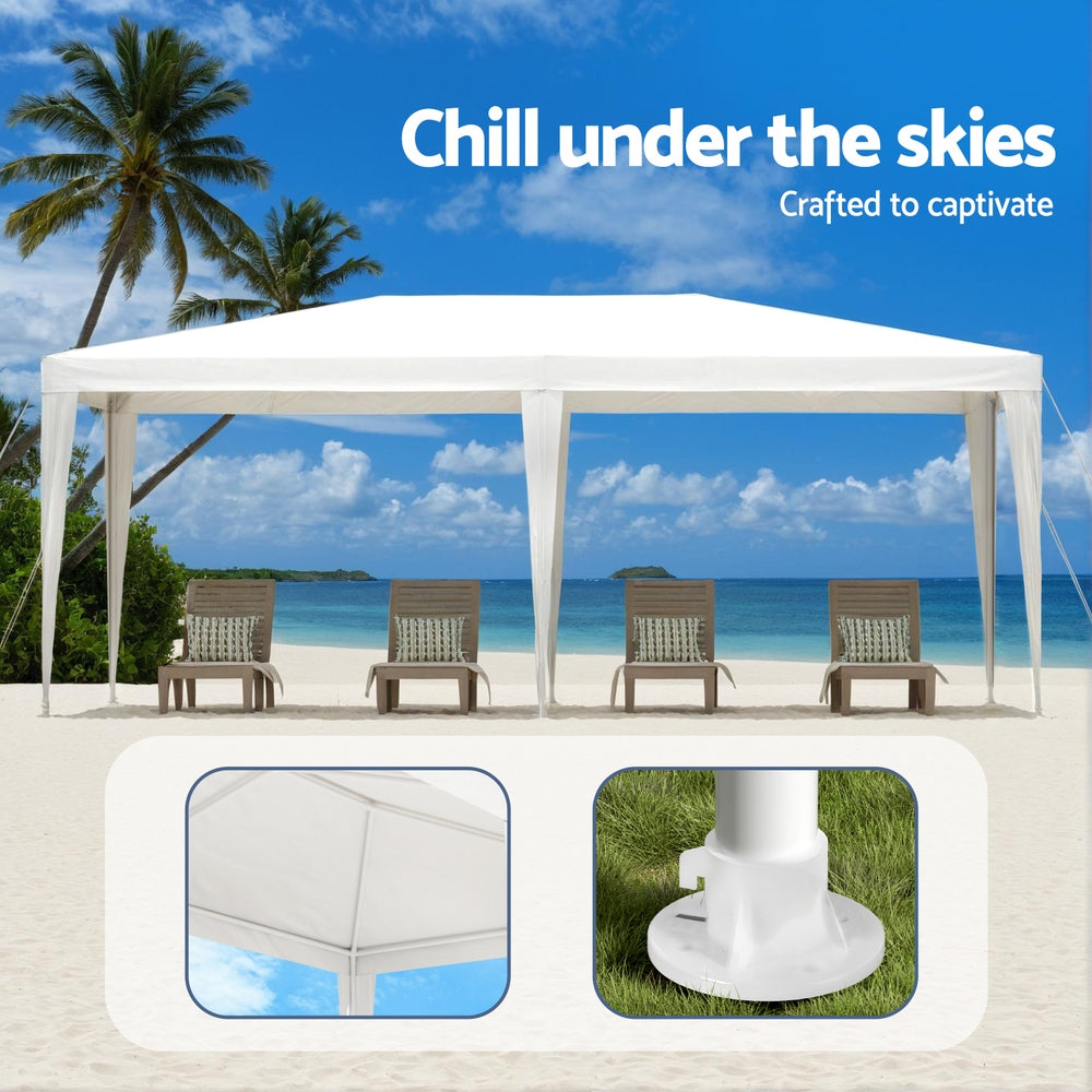 Instahut Gazebo 3x6m Wedding Party Marquee Tent Outdoor Event Camping Canopy Shade White - Image 5