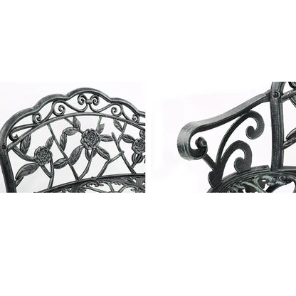 Gardeon Outdoor Garden Bench Seat 100cm Cast Aluminium Patio Chair Vintage Green - Image 3