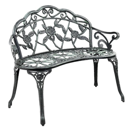 Gardeon Outdoor Garden Bench Seat 100cm Cast Aluminium Patio Chair Vintage Green - Image 8