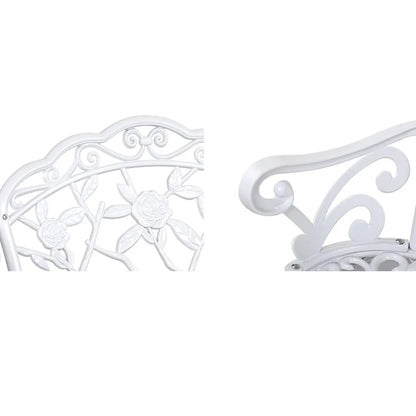 Gardeon Outdoor Garden Bench Seat 100cm Cast Aluminium Outdoor Patio Chair Vintage White - Image 3