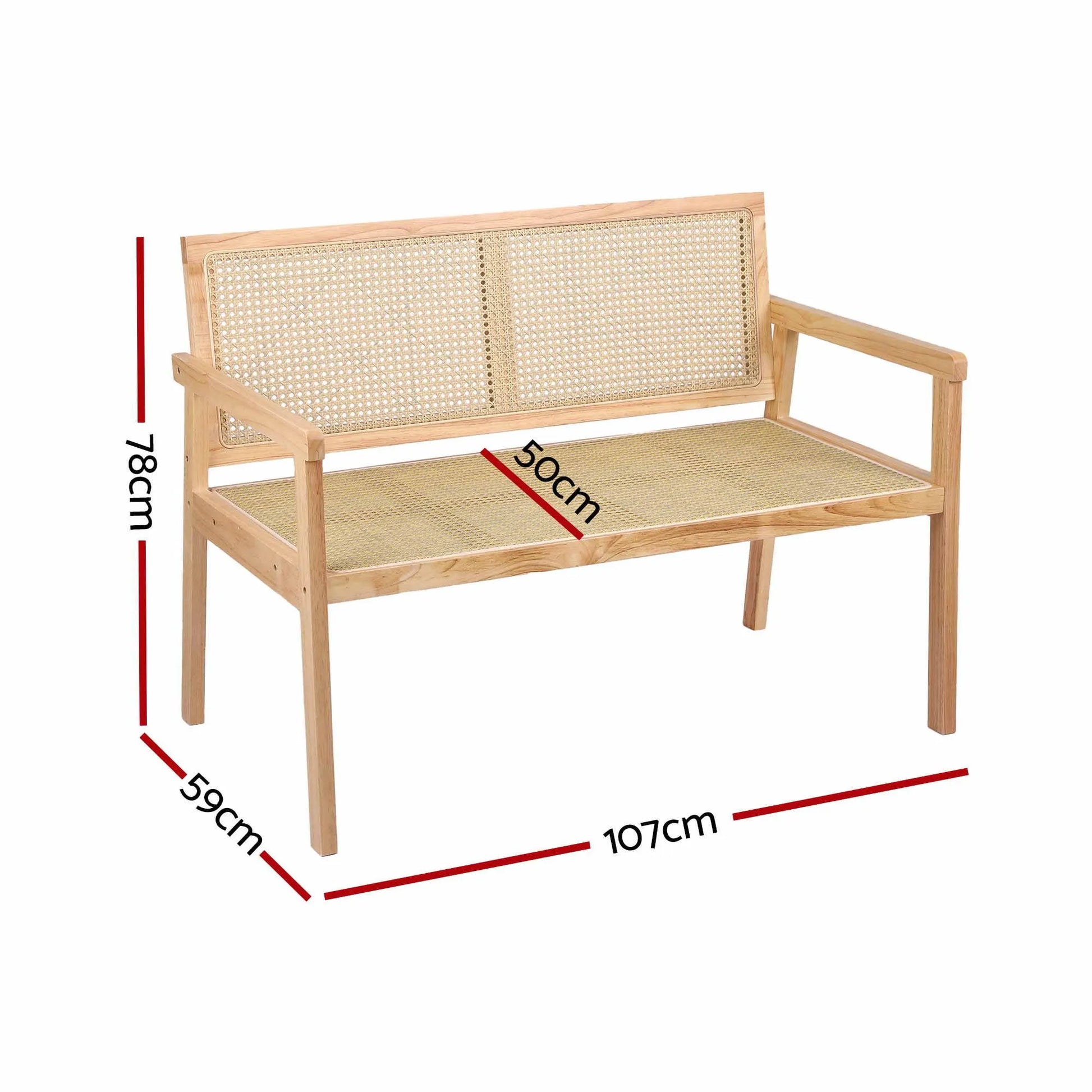 Gardeon Garden Bench Wooden Bench Outdoor PVC Woven Seat Backrest 107cm - Image 2