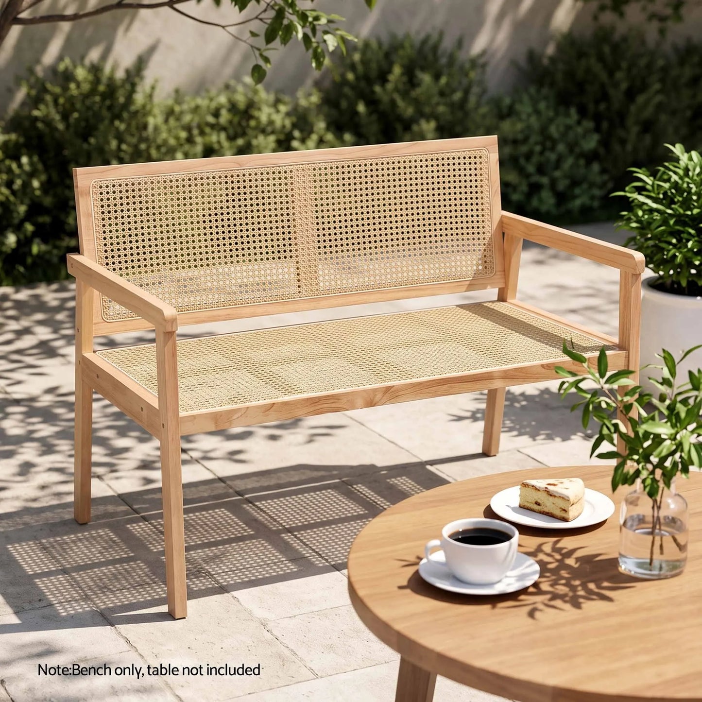 Gardeon Garden Bench Wooden Bench Outdoor PVC Woven Seat Backrest 107cm - Image 4