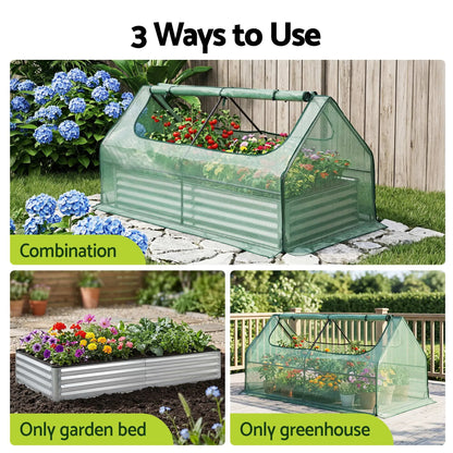 Green Fingers Raised Garden Bed with Greenhouse 3 in 1 Galvanised Planter Box Kit - Image 9