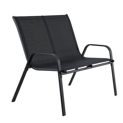 Gardeon Garden Bench Seat Steel Outdoor Patio Park Lounge Backyard Chair Black - Image 4
