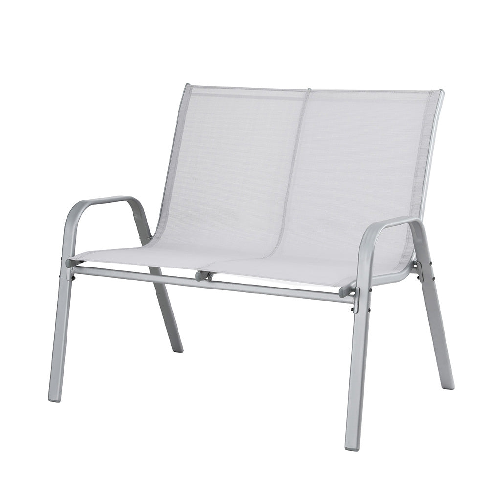 Gardeon Garden Bench Seat Steel Outdoor Patio Park Lounge Backyard Chair Grey - Image 2