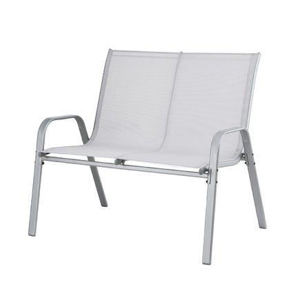 Gardeon Garden Bench Seat Steel Outdoor Patio Park Lounge Backyard Chair Grey - Image 2