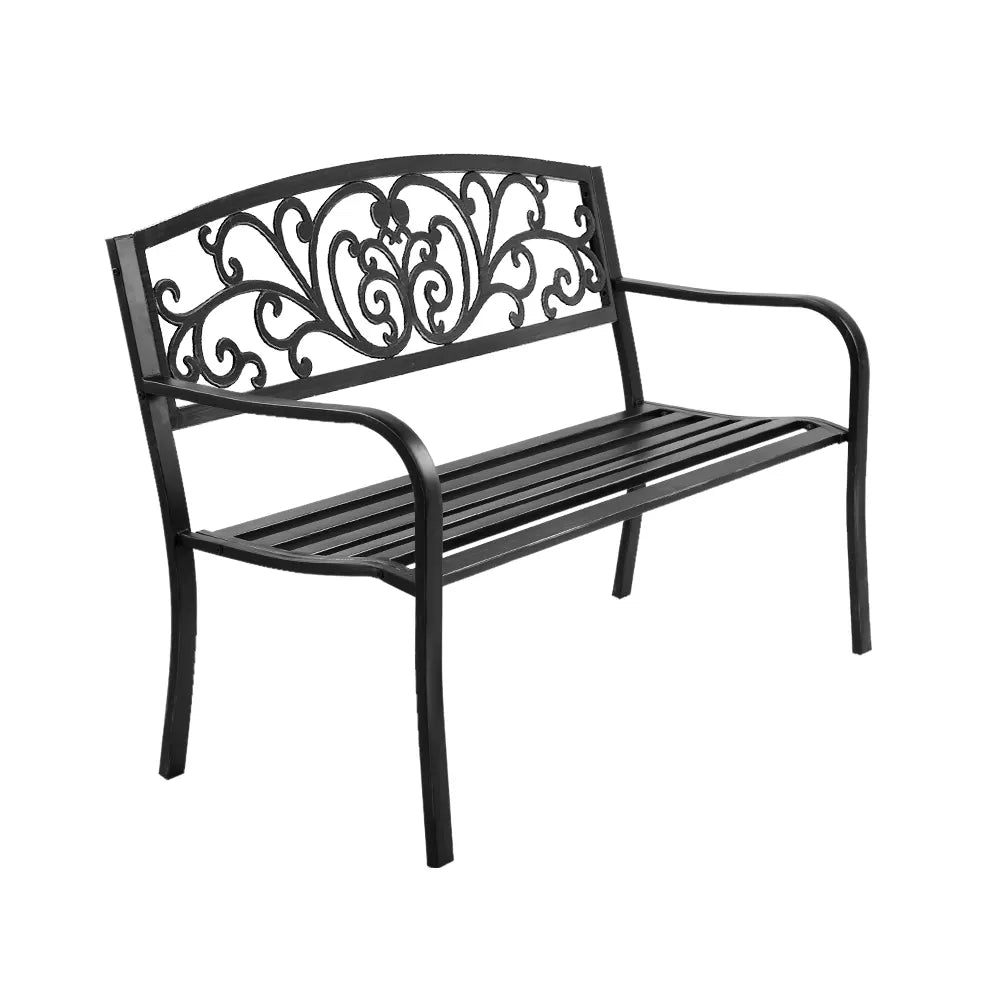 Gardeon Outdoor Garden Bench Seat Steel Outdoor Furniture 3 Seater Park Black - Image 8