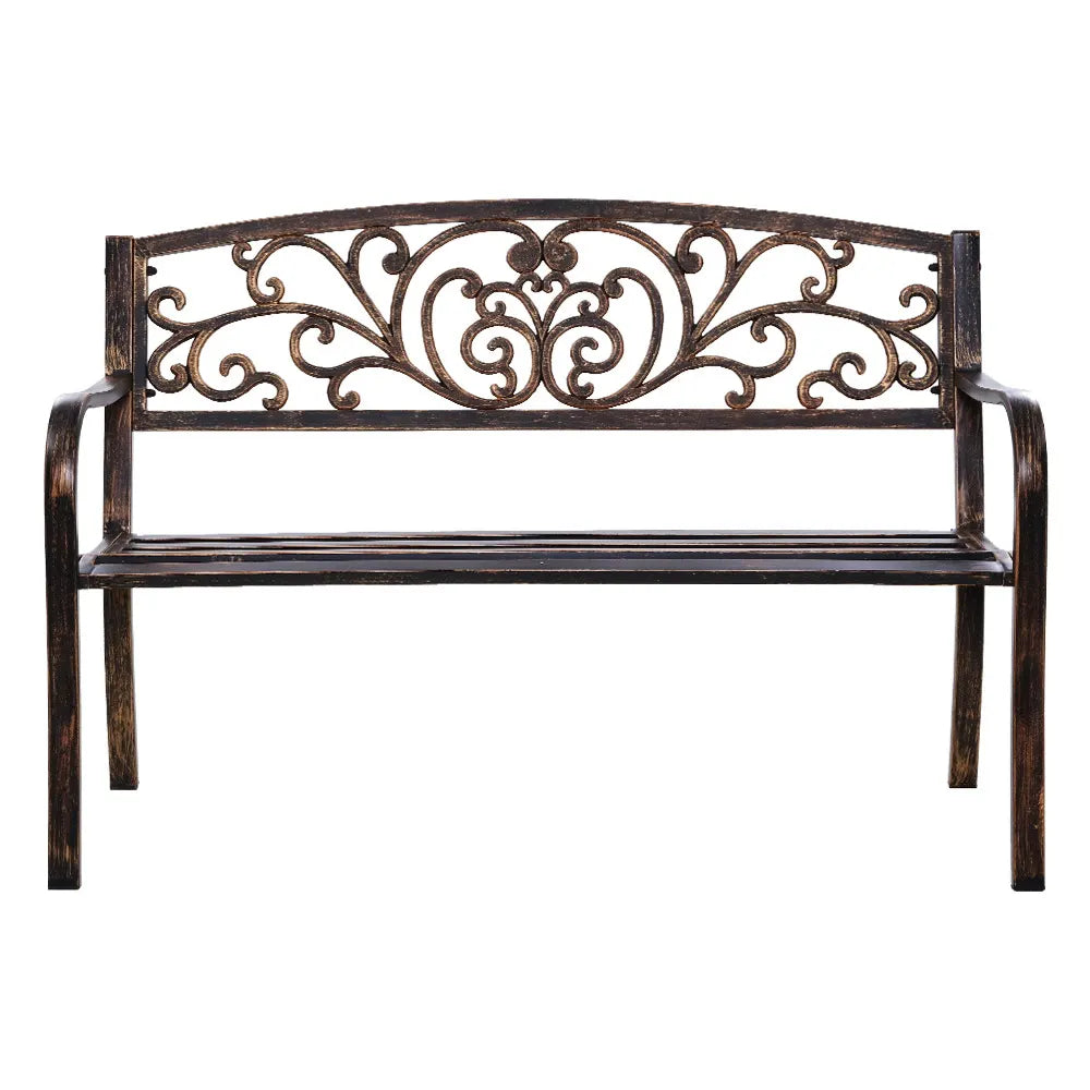 Gardeon Outdoor Garden Bench Seat Steel Outdoor Furniture 3 Seater Park Bronze - Image 3