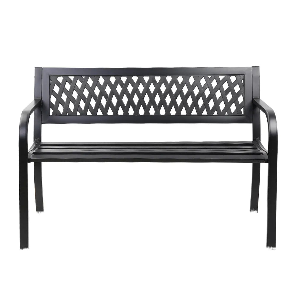 Gardeon Outdoor Garden Bench Seat Steel Outdoor Furniture 2 Seater Park Black - Image 3