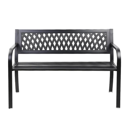 Gardeon Outdoor Garden Bench Seat Steel Outdoor Furniture 2 Seater Park Black - Image 3