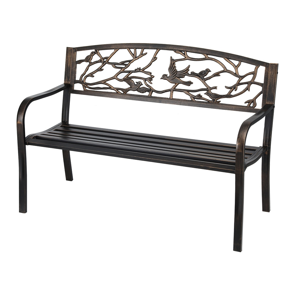Gardeon Outdoor Bench Seat Garden Steel Outdoor Furniture 3 Seater Park Bronze - Image 2