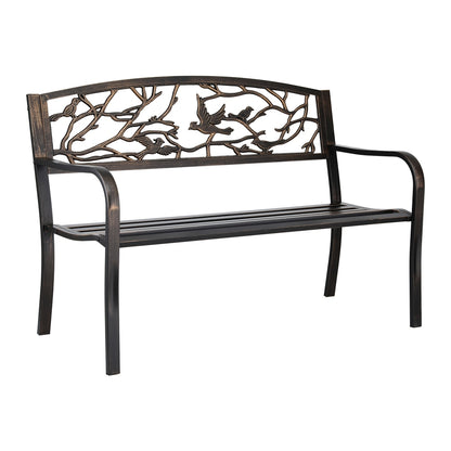 Gardeon Outdoor Bench Seat Garden Steel Outdoor Furniture 3 Seater Park Bronze - Image 4