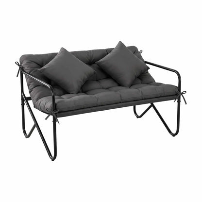 Gardeon Garden Bench 2 Seater Outdoor Bench Metal with Cushion 118cm Black - Image 8