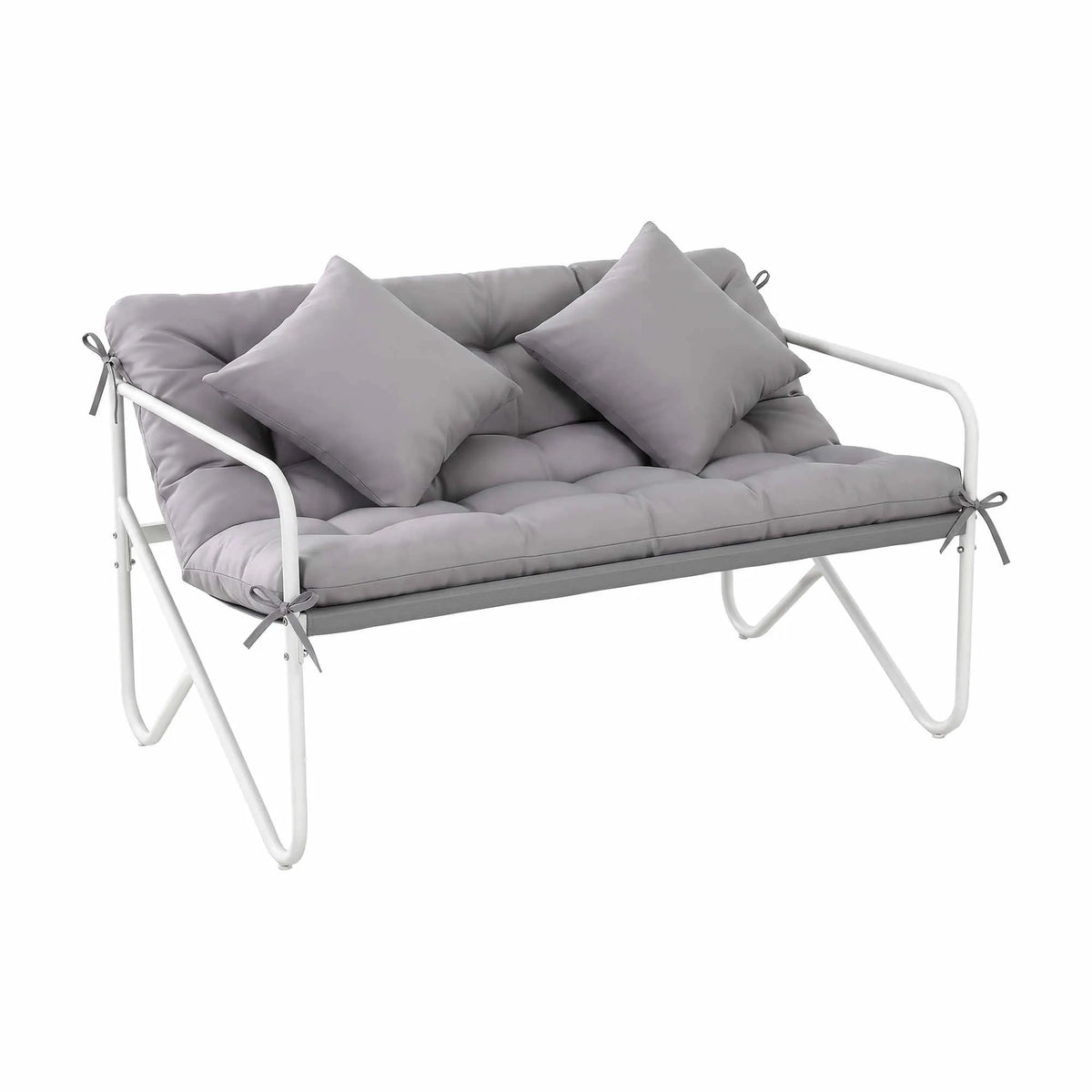 Gardeon Garden Bench 2 Seater Outdoor Bench Metal with Cushion 118cm Grey  - Image 8