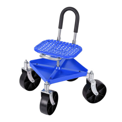 Gardeon Garden Cart Seat Rolling Stool 360 Swivel Height Adjustable Heavy Duty Blue - Image 3