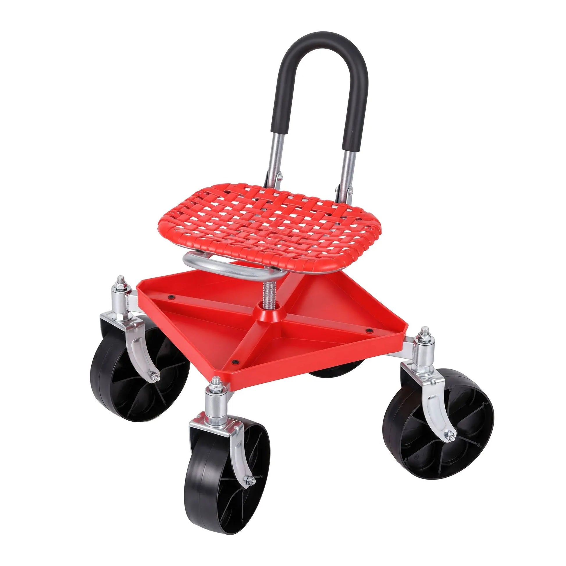 Gardeon Garden Cart Seat Rolling Stool 360 Swivel Height Adjustable Heavy Duty Red - Image 3
