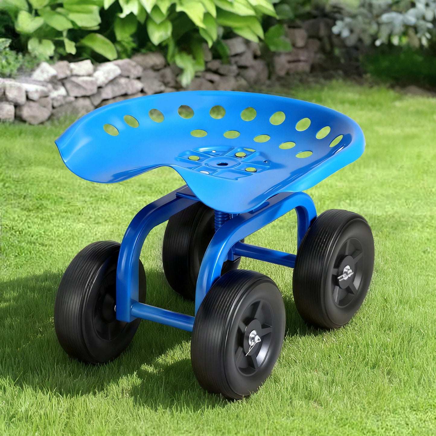 Gardeon Garden Seat 360 Swivel Rolling Adjustable Height Work Scooter Cart Wheels Heavy Duty 150kg - Image 7