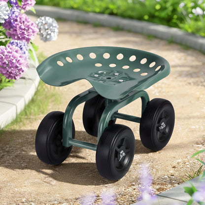 Gardeon Garden Seat 360 Swivel Rolling Adjustable Height Work Scooter Cart Wheels Heavy Duty 150kg - Image 7
