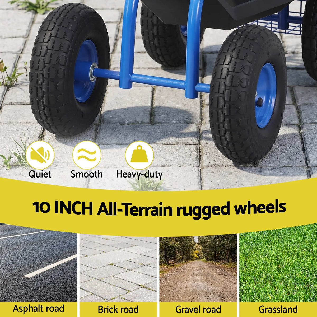 Gardeon Garden Seat with Wheels 360 Swivel Adjustable Height Rolling Stool 150kg - Image 5
