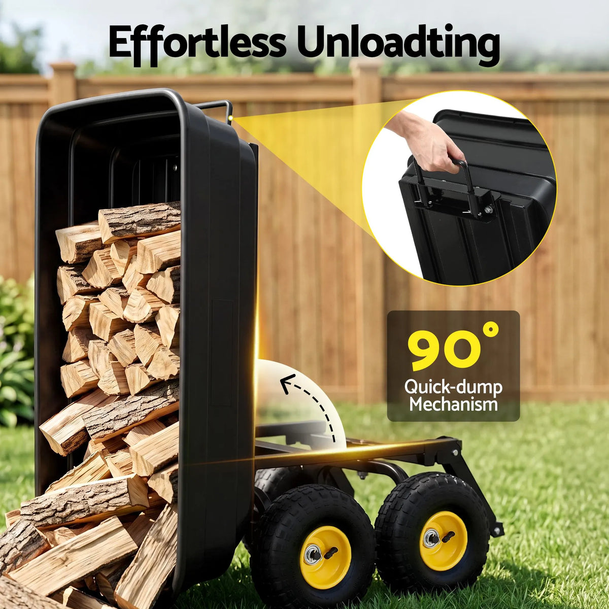 Gardeon Garden Cart Dump Utility Wagon 270kg 2in1 Handle Tractor Trolley 110L with 10in Tyres - Image 4