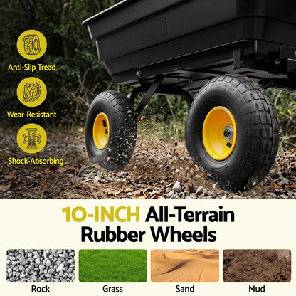 Gardeon Garden Cart Dump Utility Wagon 270kg 2in1 Handle Tractor Trolley 110L with 10in Tyres - Image 5