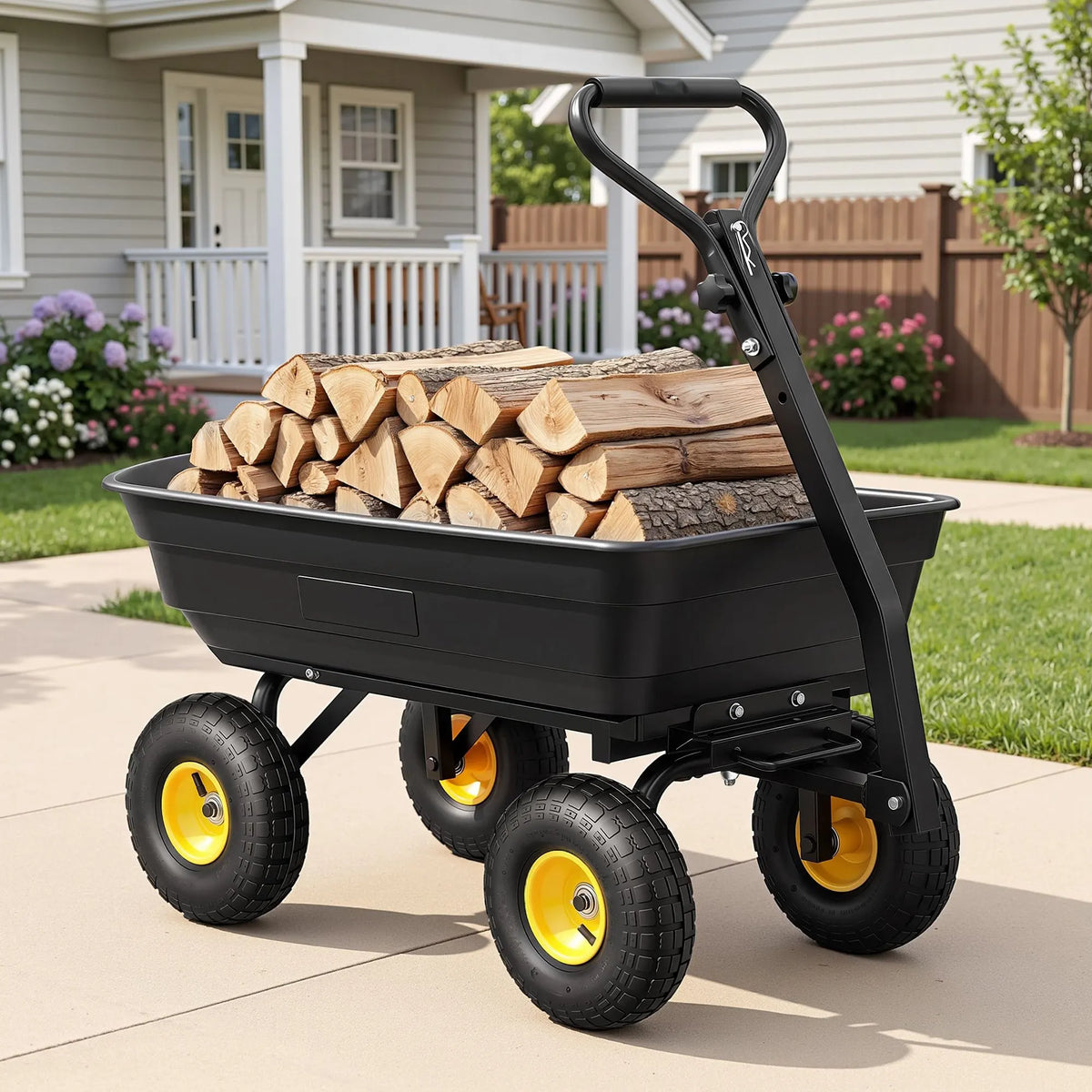 Gardeon Garden Cart Dump Utility Wagon 270kg 2in1 Handle Tractor Trolley 110L with 10in Tyres - Image 9