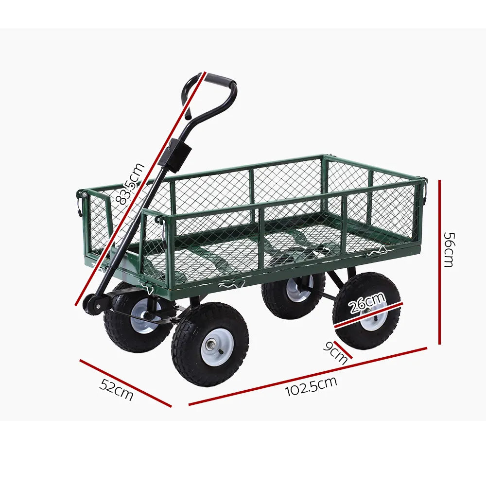 Gardeon Mesh Garden Steel Cart - Green - Image 2