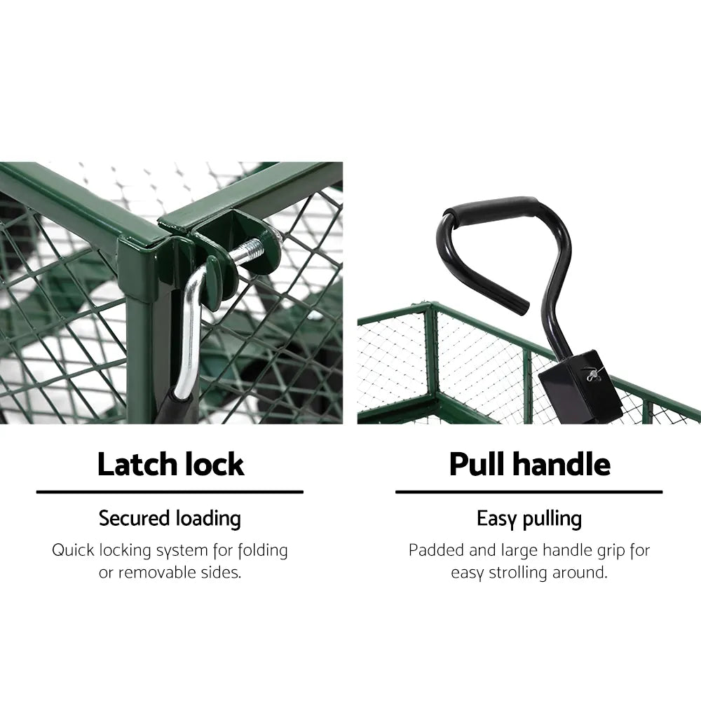 Gardeon Mesh Garden Steel Cart - Green - Image 3