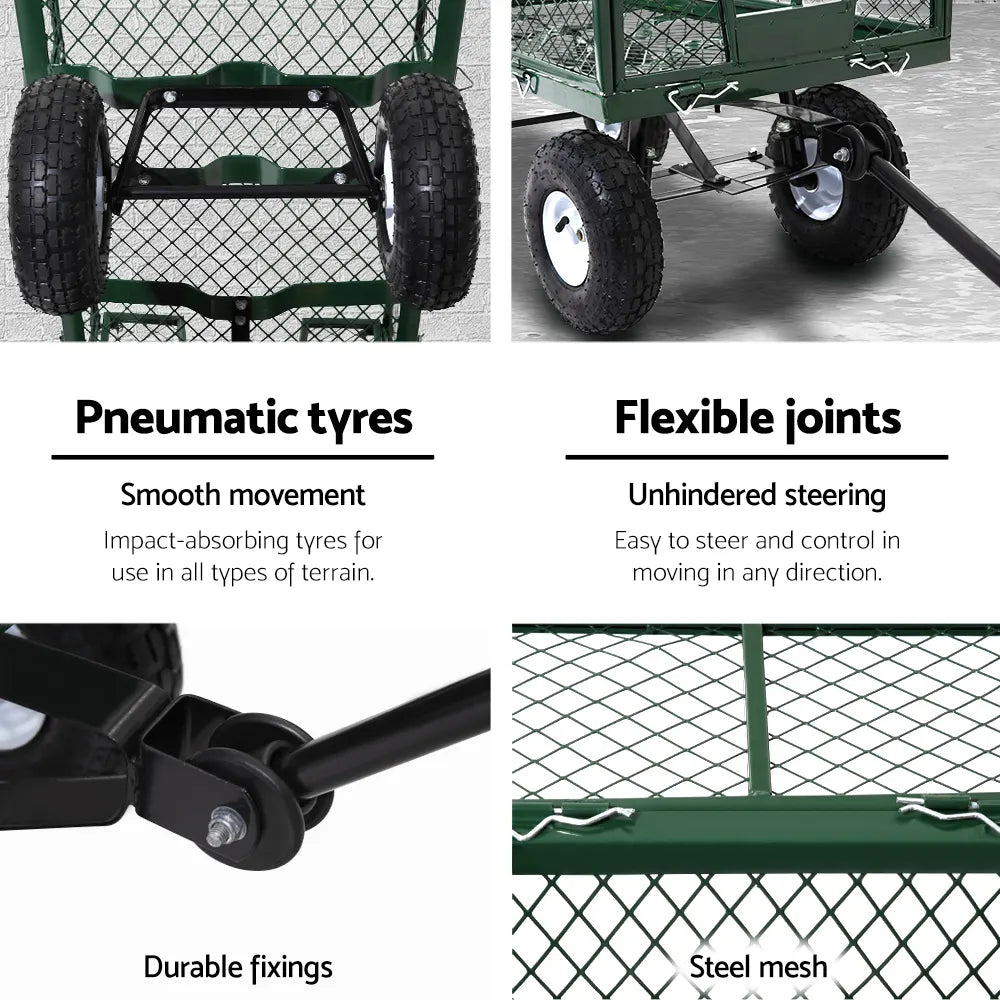 Gardeon Mesh Garden Steel Cart - Green - Image 5