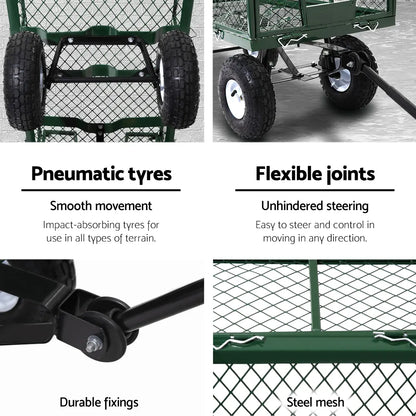 Gardeon Mesh Garden Steel Cart - Green - Image 5
