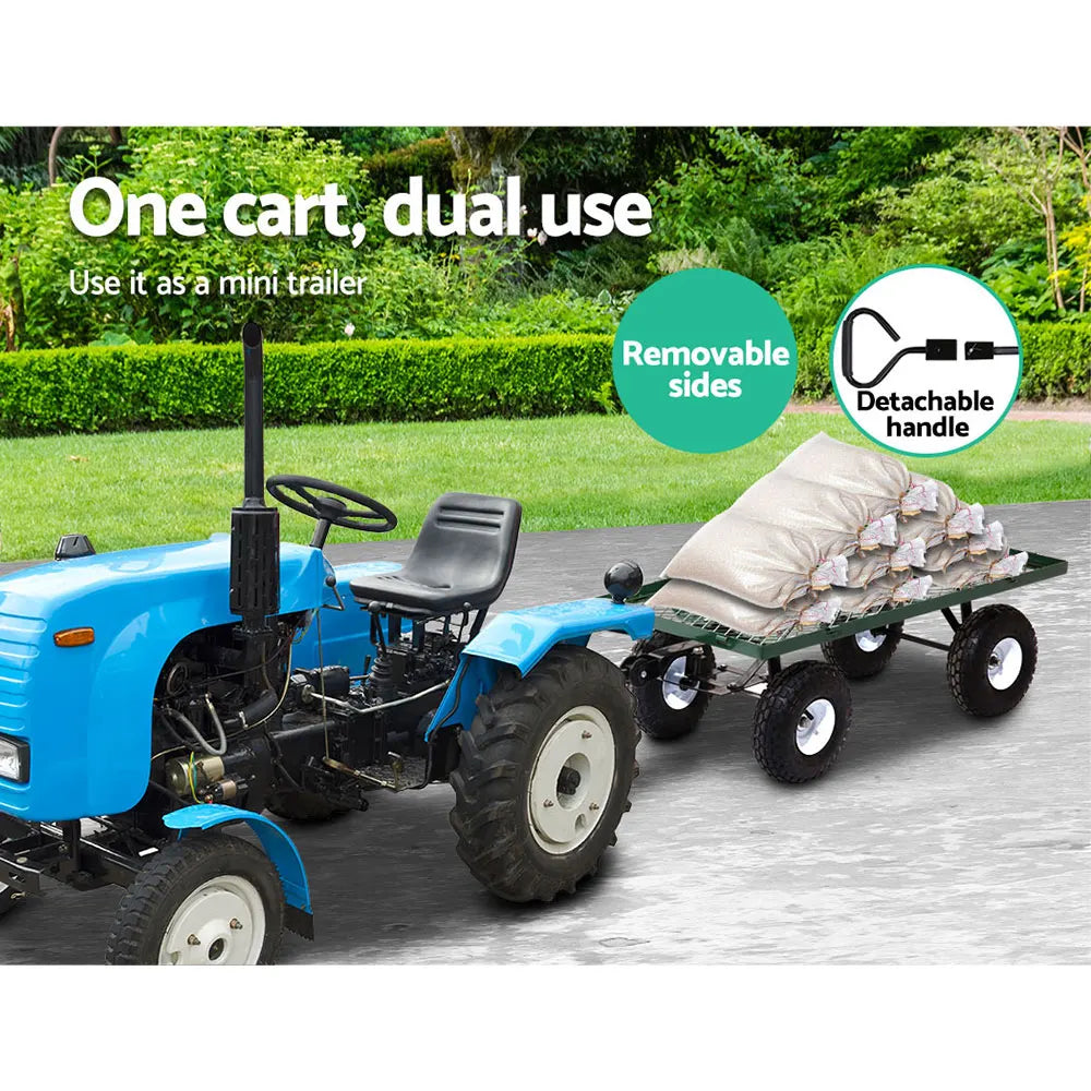 Gardeon Mesh Garden Steel Cart - Green - Image 6