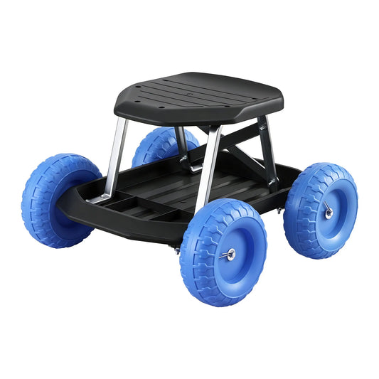 Gardeon Garden Cart Seat with Wheels, Rolling Work Stool with Tool Storage Tray, 440lbs (200kg) Heavy Duty Capacity Garden Stool for Outdoor Yard Work, Car Detailing, and Garage Maintenance, Blue/Black - Image 9