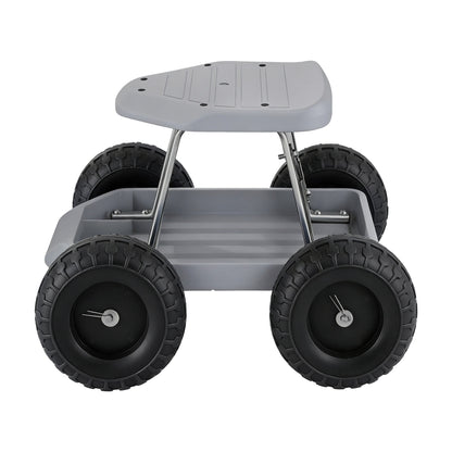 Gardeon Garden Cart Seat with Wheels, Rolling Work Stool with Tool Storage Tray, 440lbs (200kg) Heavy Duty Capacity Garden Stool for Outdoor Yard Work, Car Detailing, and Garage Maintenance, Grey/Black - Image 8