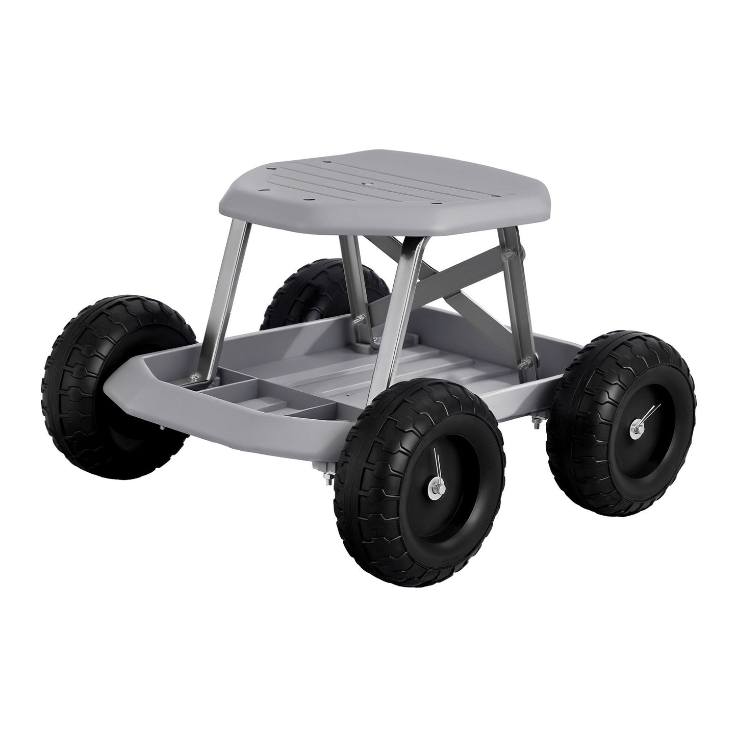 Gardeon Garden Cart Seat with Wheels, Rolling Work Stool with Tool Storage Tray, 440lbs (200kg) Heavy Duty Capacity Garden Stool for Outdoor Yard Work, Car Detailing, and Garage Maintenance, Grey/Black - Image 9