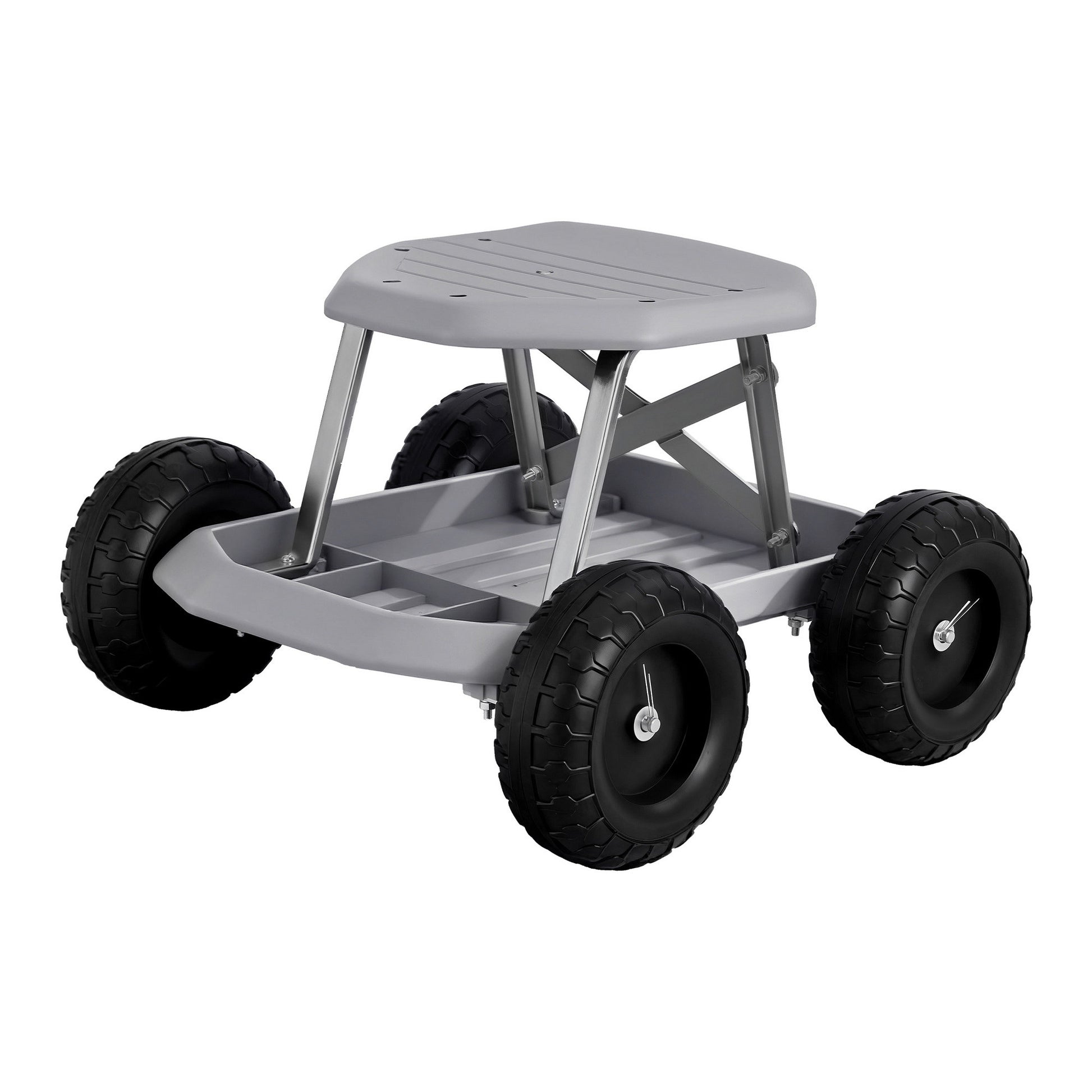 Gardeon Garden Cart Seat with Wheels, Rolling Work Stool with Tool Storage Tray, 440lbs (200kg) Heavy Duty Capacity Garden Stool for Outdoor Yard Work, Car Detailing, and Garage Maintenance, Grey/Black - Image 9