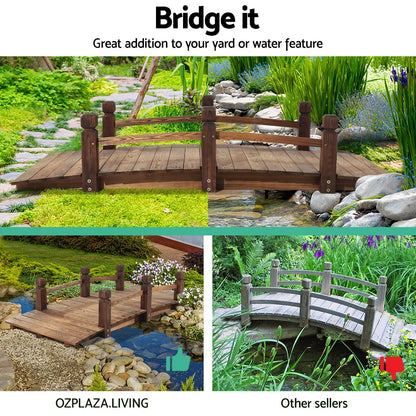 Gardeon Garden Decor Outdoor Ornament Wooden Bridge 160cm - Image 3