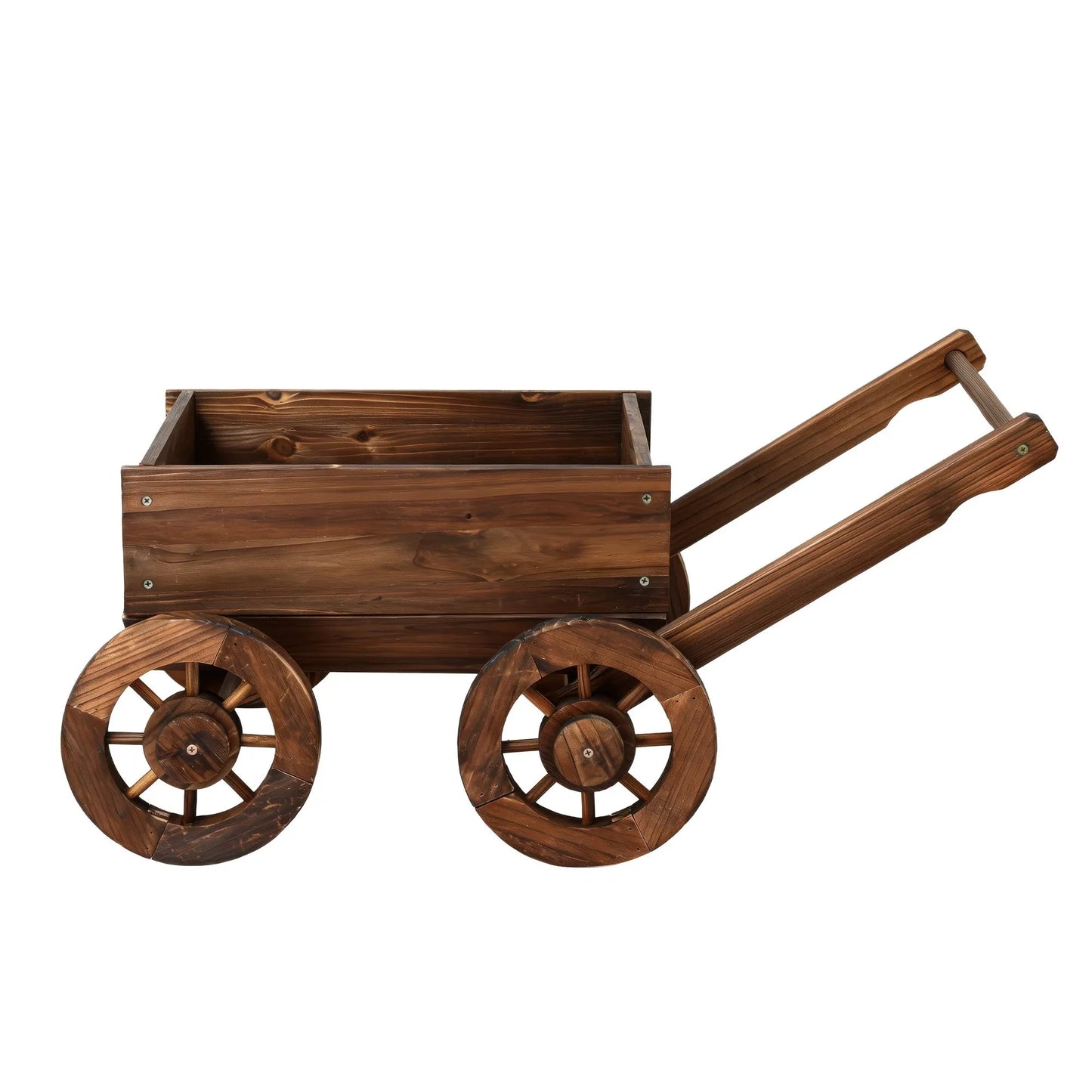 Gardeon Wooden Planter Cart Garden Decor Plant Stand Flower Fir Wood Wagon Wheels L - Image 3