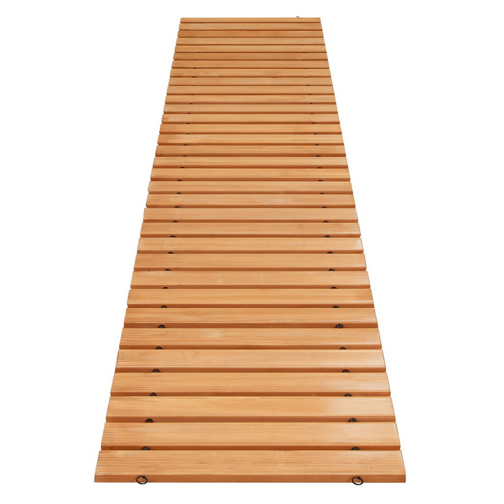 Gardeon 8FT Wooden Garden Pathway Roll-Out Straight Walkway Outdoor Backyard Brown - Image 2
