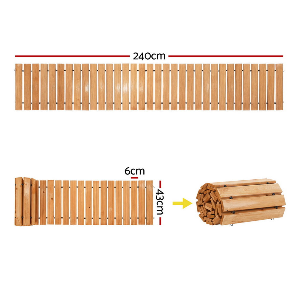 Gardeon 8FT Wooden Garden Pathway Roll-Out Straight Walkway Outdoor Backyard Brown - Image 3