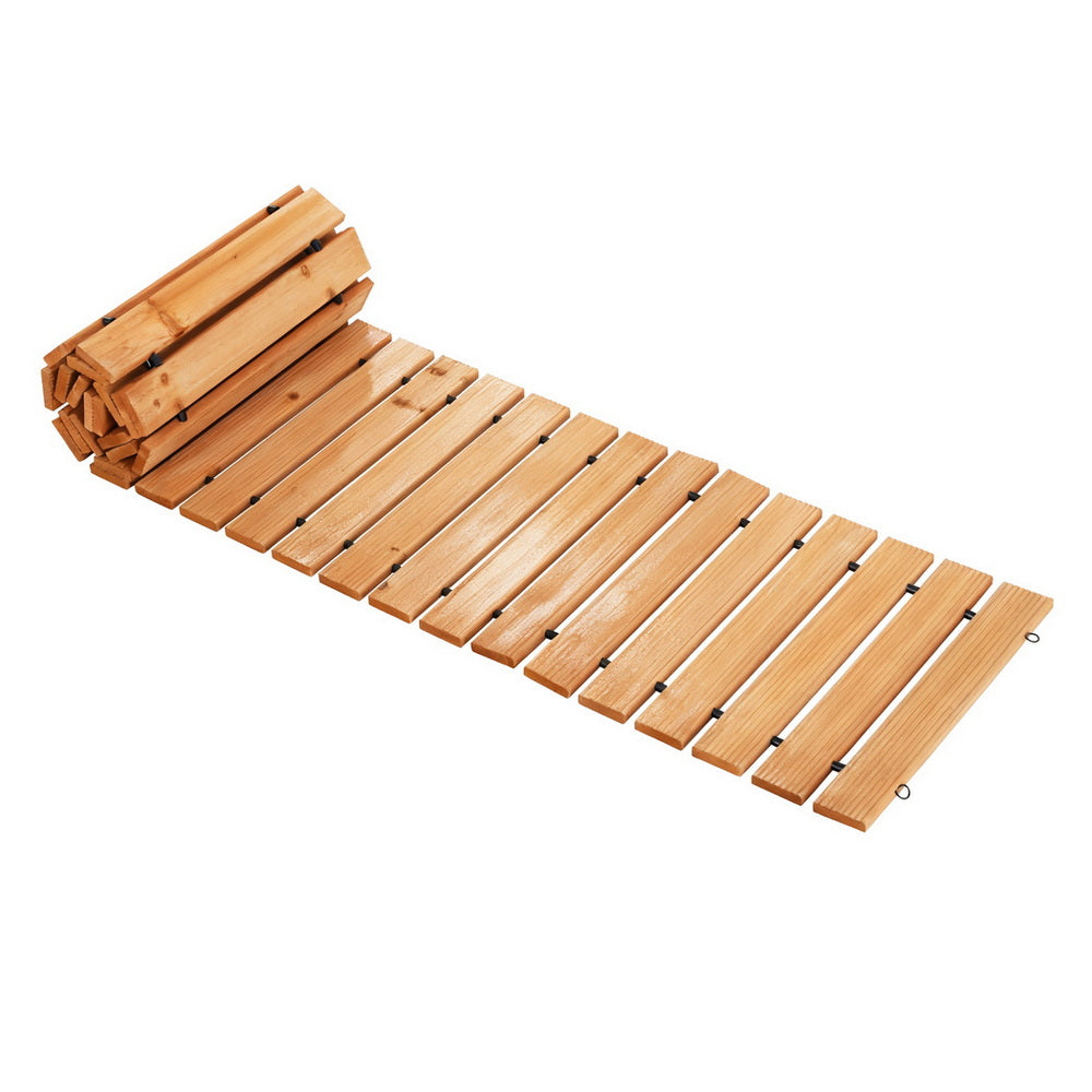 Gardeon 8FT Wooden Garden Pathway Roll-Out Straight Walkway Outdoor Backyard Brown - Image 4