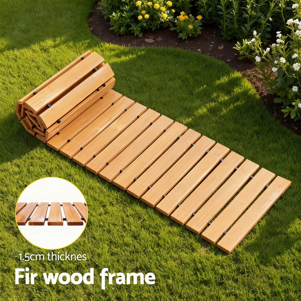 Gardeon 8FT Wooden Garden Pathway Roll-Out Straight Walkway Outdoor Backyard Brown - Image 6