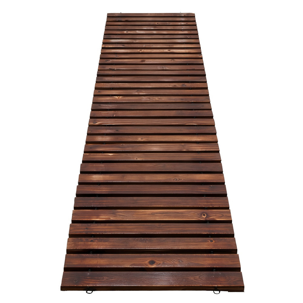 Gardeon 8FT Wooden Garden Pathway Roll-Out Straight Walkway Outdoor Backyard Charcoal Brown - Image 2