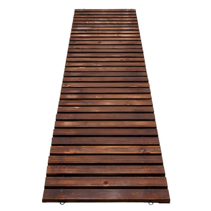 Gardeon 8FT Wooden Garden Pathway Roll-Out Straight Walkway Outdoor Backyard Charcoal Brown - Image 2