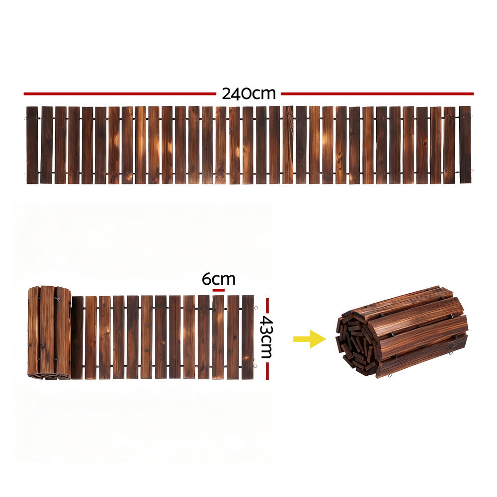 Gardeon 8FT Wooden Garden Pathway Roll-Out Straight Walkway Outdoor Backyard Charcoal Brown - Image 3